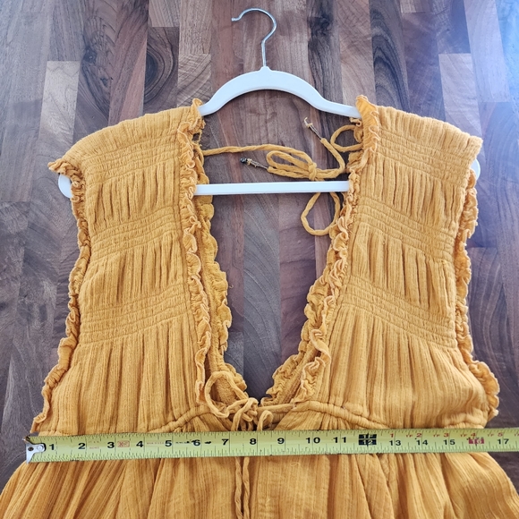 Free People Antoniette Boho Mini Dress in Marigold Glow Size Large - Picture 10 of 12